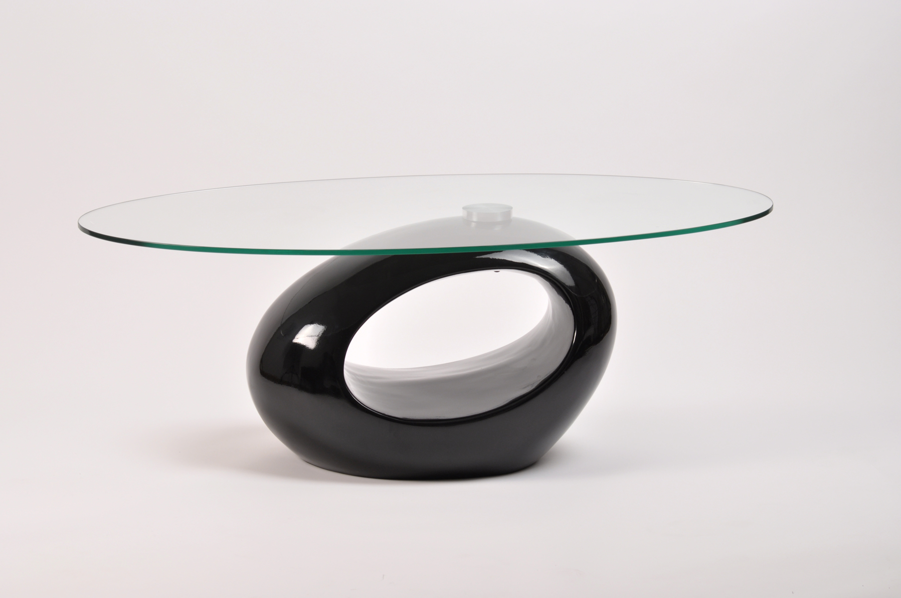Tavolino basso da salotto RONDELLA in vetro e ABS � colore nero image 1