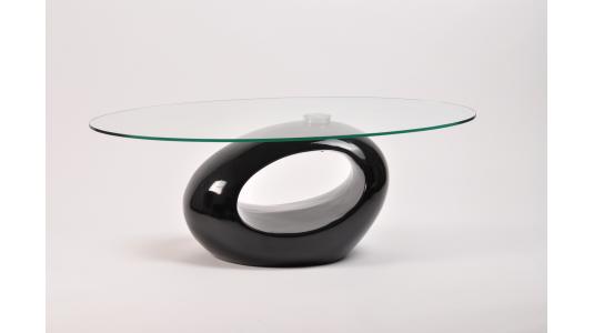 Tavolino basso da salotto RONDELLA in vetro e ABS � colore nero image 1