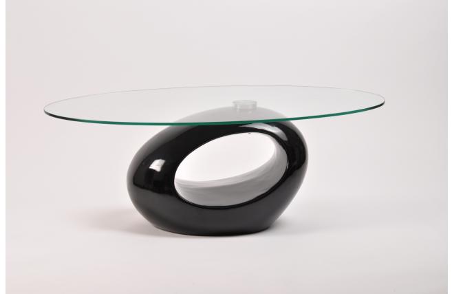 Tavolino basso da salotto RONDELLA in vetro e ABS � colore nero