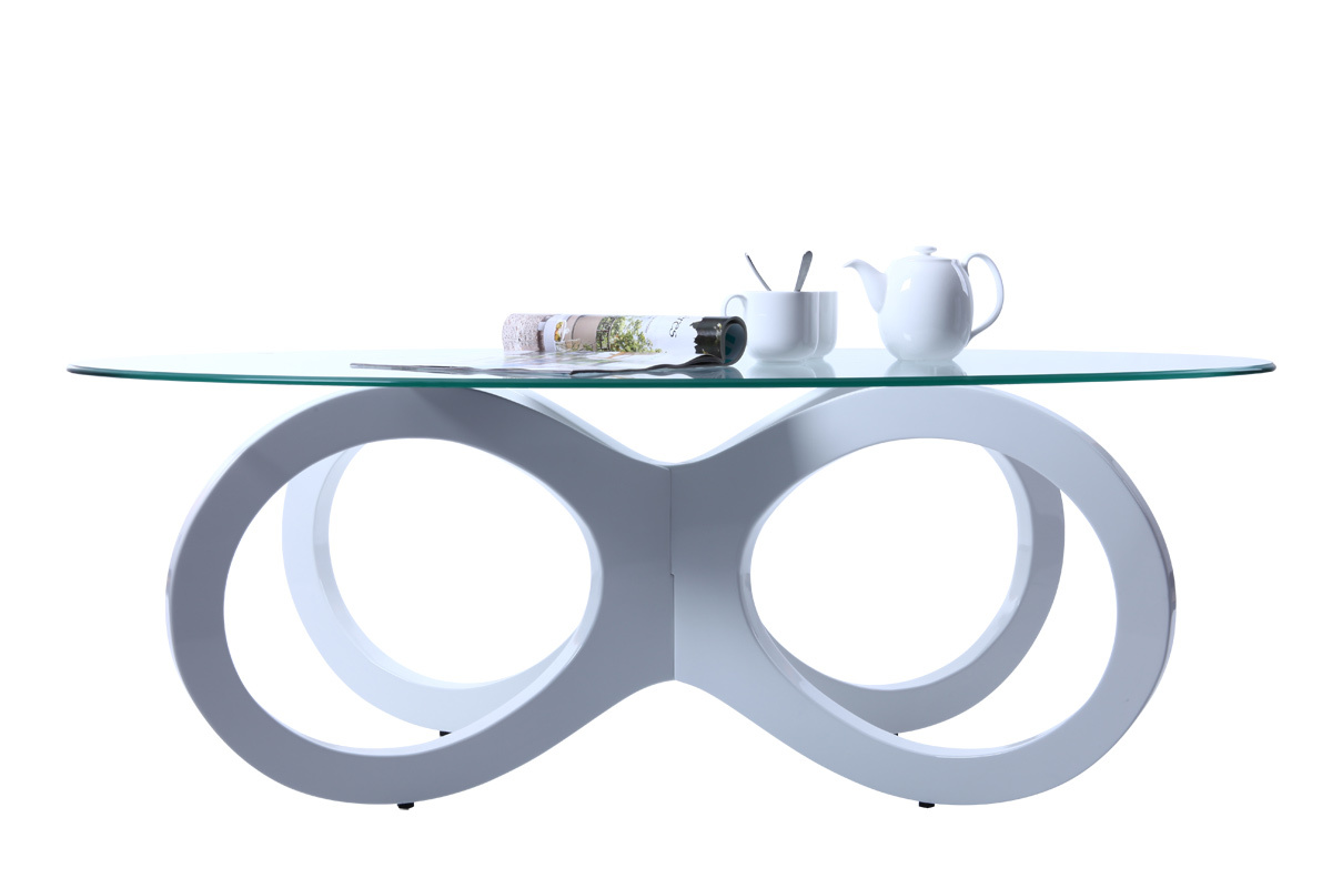 Tavolino design in vetro colore bianco BUTTERFLY