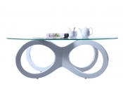Tavolino design in vetro colore bianco BUTTERFLY