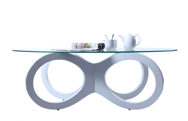Tavolino design in vetro colore bianco BUTTERFLY