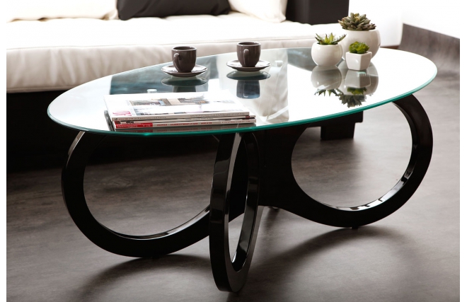 Tavolino design in vetro colore nero BUTTERFLY