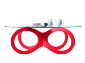 Tavolino design in vetro colore rosso BUTTERFLY