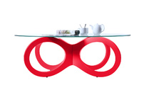 Tavolino design in vetro colore rosso BUTTERFLY