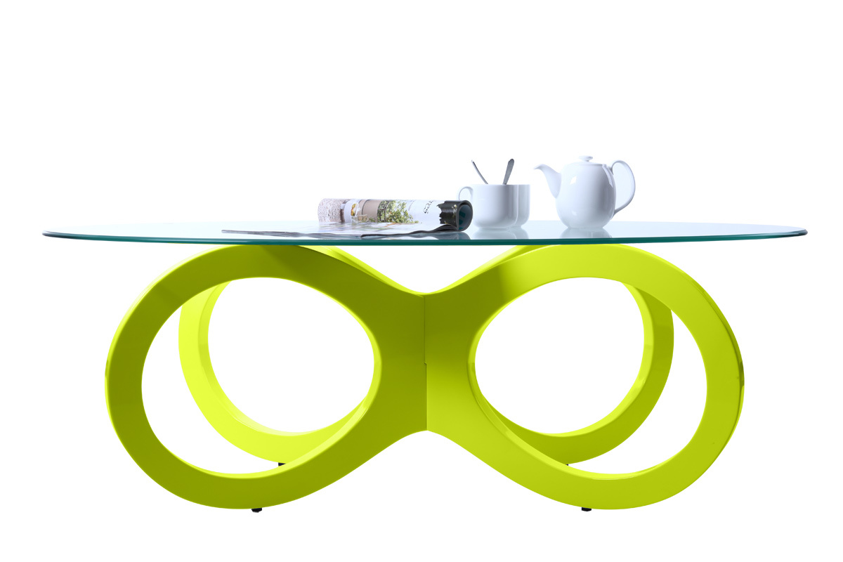 Tavolino design in vetro colore verde anice BUTTERFLY