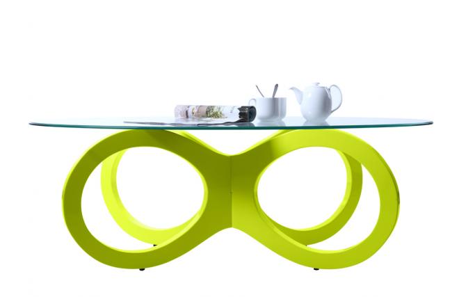 Tavolino design in vetro colore verde anice BUTTERFLY