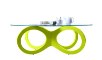 Tavolino design in vetro colore verde anice BUTTERFLY