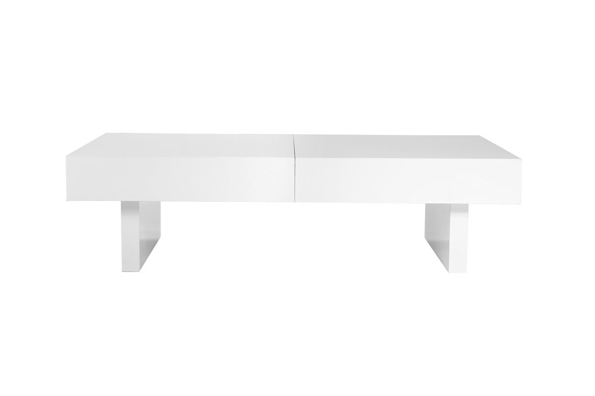 Tavolino design laccato bianco ripiani scorrevoli  GISSY