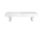 Tavolino design laccato bianco ripiani scorrevoli  GISSY