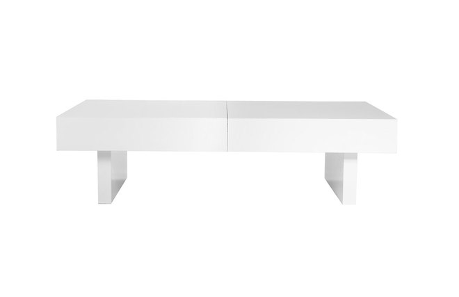 Tavolino design laccato bianco ripiani scorrevoli  GISSY
