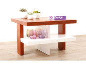 Tavolino design laccato color  bianco e legno GLASGOW