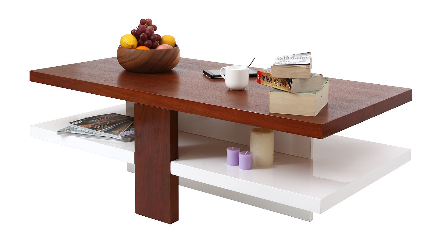 Tavolino design laccato color bianco e legno  WILLOW