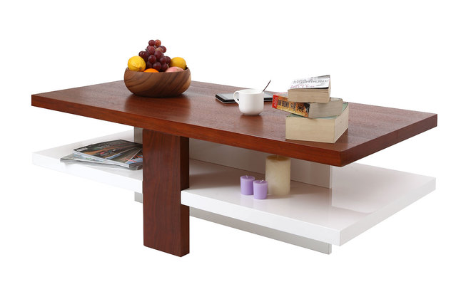 Tavolino design laccato color bianco e legno  WILLOW