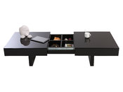 Tavolino design laccato nero ripiani scorrevoli  GISSY