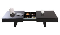 Tavolino design laccato nero ripiani scorrevoli  GISSY