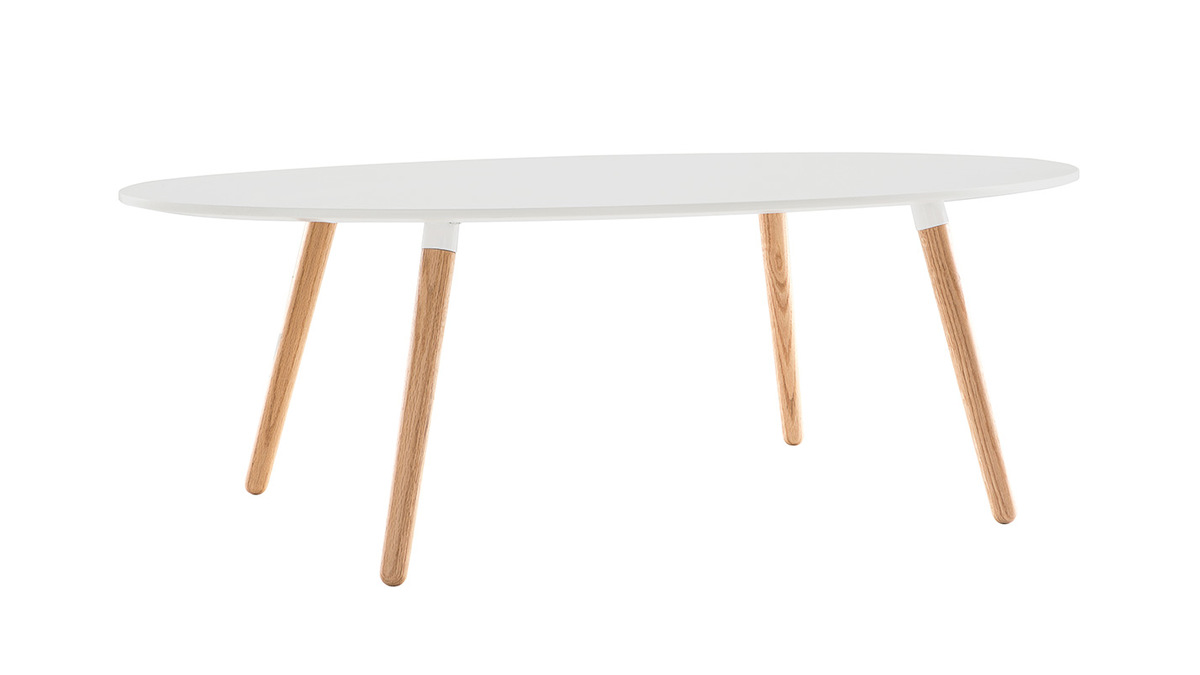 Tavolino design legno naturale e bianco GILDA