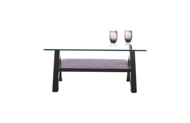 Tavolino design quadrato NEW BAILEY colore wenge e piano in vetro temperato 