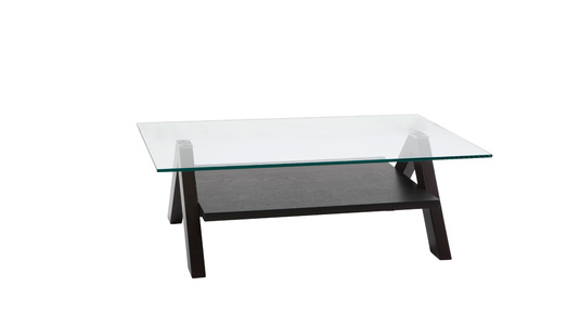 Tavolino design rettangolare BAILEY colore wenge e piano in vetro temperato  image 1