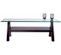Tavolino design rettangolare BAILEY colore wenge e piano in vetro temperato 
