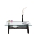 Tavolino design rettangolare BAILEY colore wenge e piano in vetro temperato 