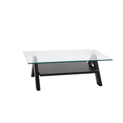 Tavolino design rettangolare BAILEY colore wenge e piano in vetro temperato  image pub1