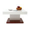 Tavolino design ripiano scorrevole, laccato colore bianco e legno FUTURA