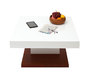 Tavolino design ripiano scorrevole, laccato colore bianco e legno FUTURA