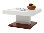 Tavolino design ripiano scorrevole, laccato colore bianco e legno FUTURA
