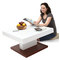 Tavolino design ripiano scorrevole, laccato colore bianco e legno FUTURA