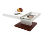 Tavolino design ripiano scorrevole, laccato colore bianco e legno FUTURA