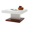 Tavolino design ripiano scorrevole, laccato colore bianco e legno FUTURA