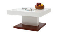 Tavolino design ripiano scorrevole, laccato colore bianco e legno FUTURA