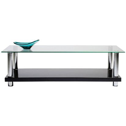 Tavolino  NEW TELMA nero laccato � ripiano in vetro temprato 