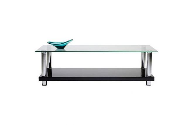 Tavolino  NEW TELMA nero laccato � ripiano in vetro temprato 