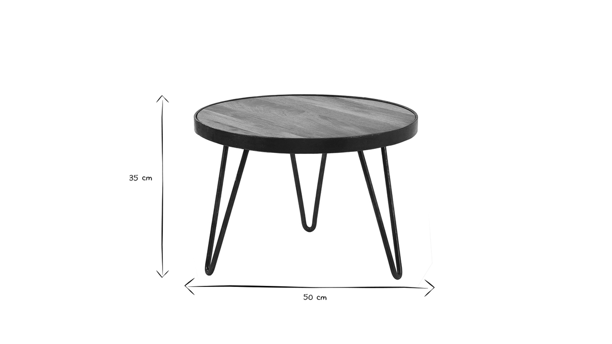 Tavolino rotondo design industriale 50x35cm ATELIER