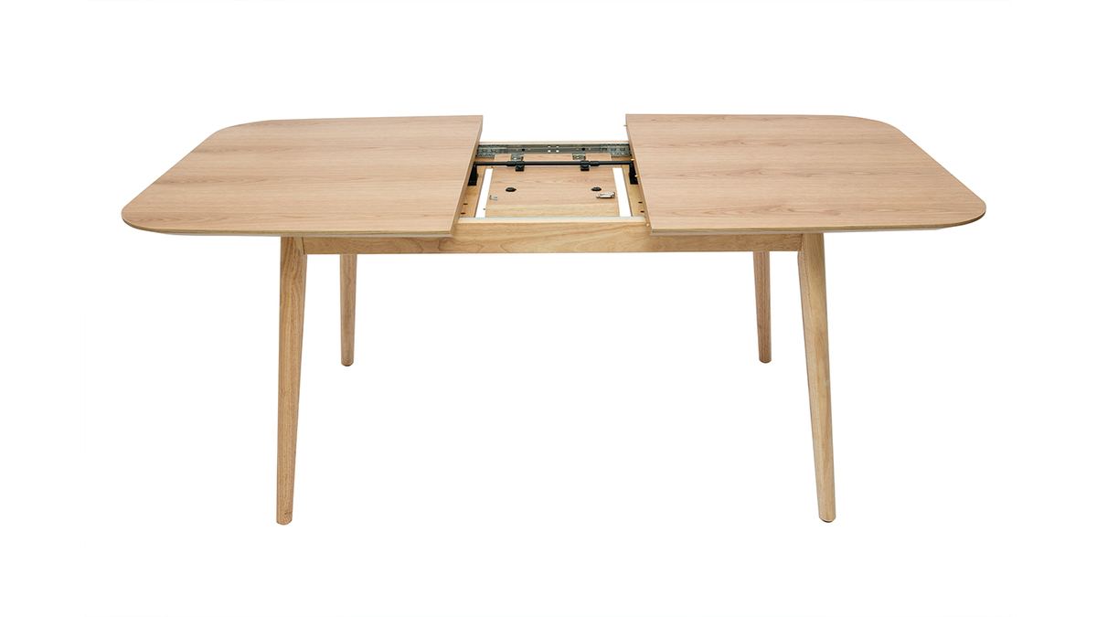 Tavolo allungabile con allunghe integrate rettangolare in legno chiaro rovere L140-170 cm ANK