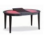 Tavolo allungabile rosso SARA - quercia colore wenge - piano in vestro rosso