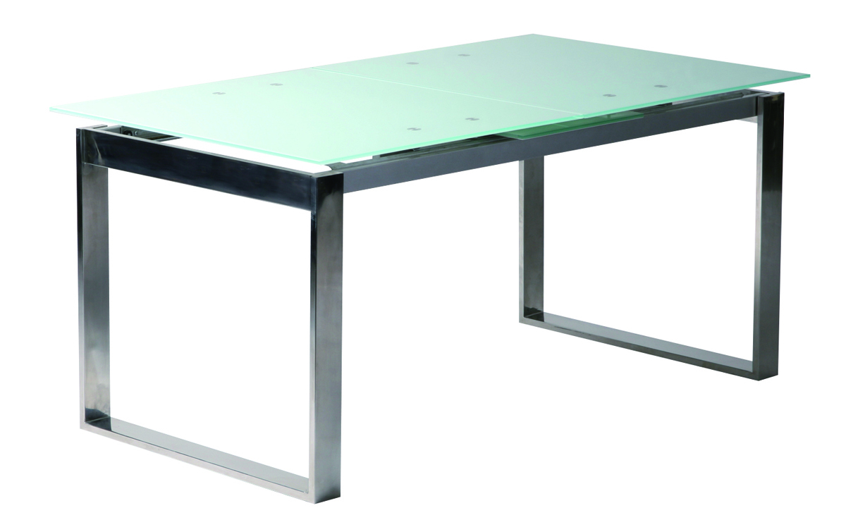 Tavolo da cucina / sala da pranzo INOLA con prolunghe inox e vetro temperato Inola