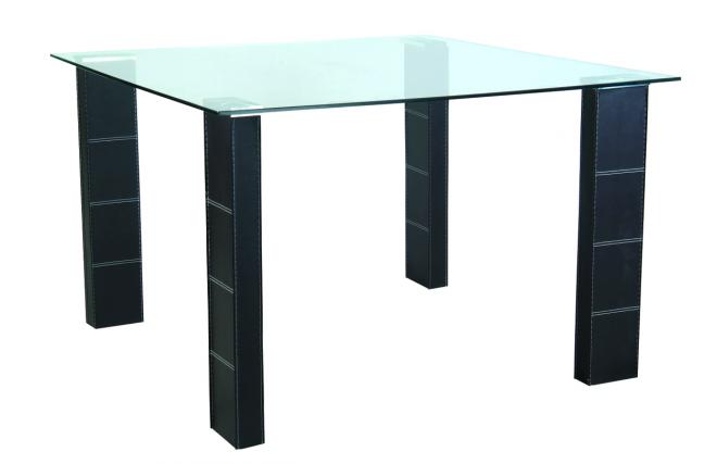 Tavolo da cucina / sala da pranzo quadrato in PVC e piano in vetro temperato Abby
