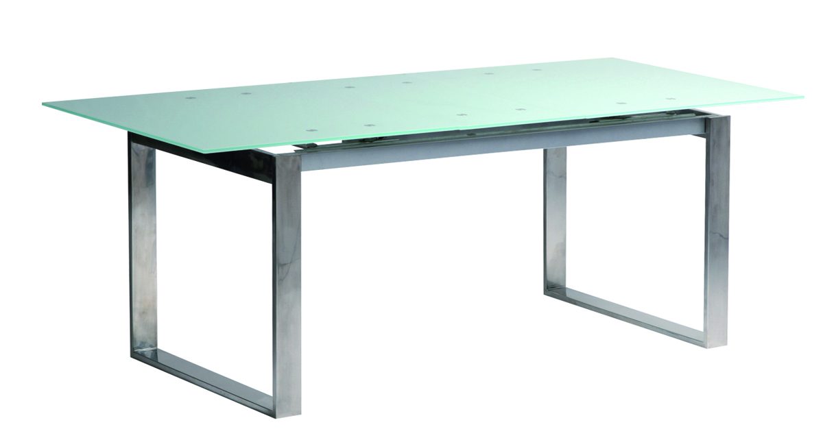 Tavolo da cucina / sala da pranzo rettangolare inox e vetro temperato Inola