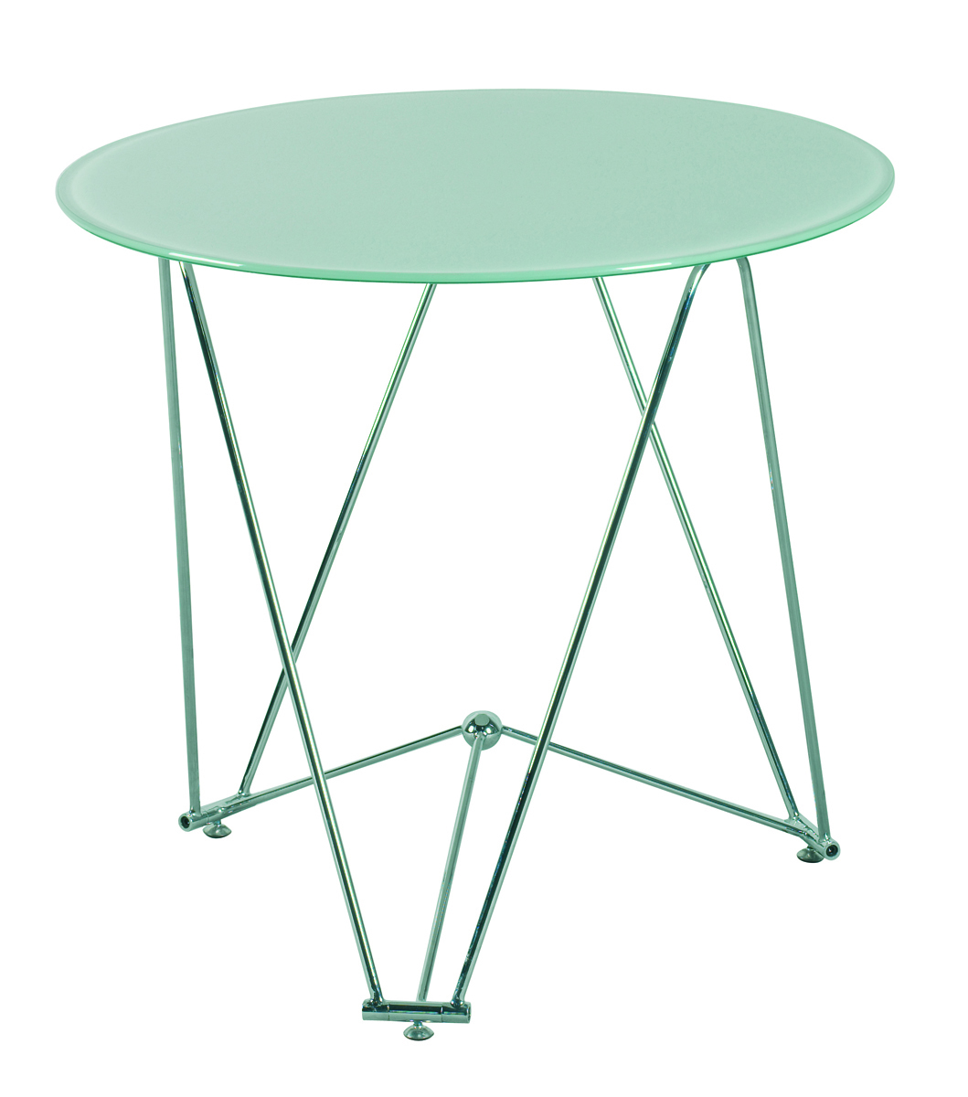 Tavolo da cucina / sala da pranzo rotondo JANIS 80cm acciaio e vetro temperato 