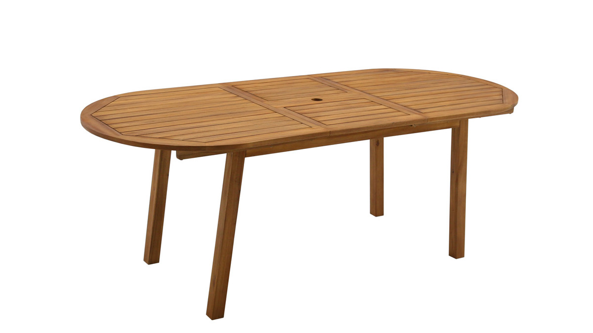 Tavolo da giardino allungabile allunghe integrate in legno massello L160-210 MAYEL