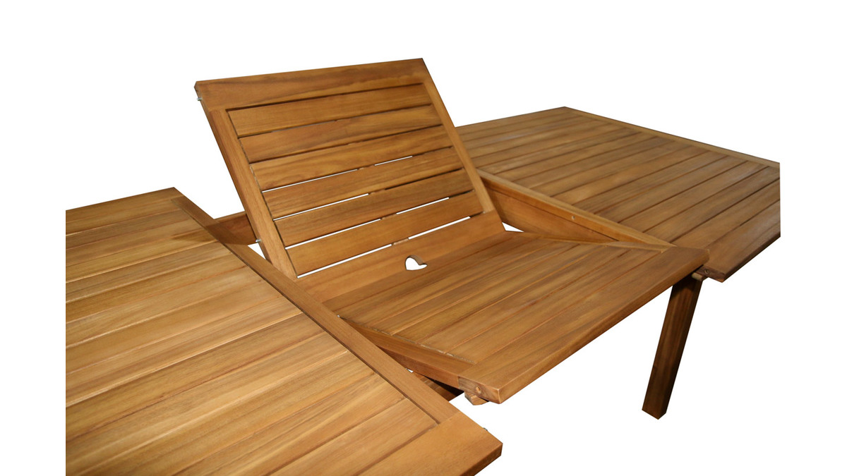 Tavolo da giardino allungabile allunghe integrate in legno massello L180-240 MAYEL