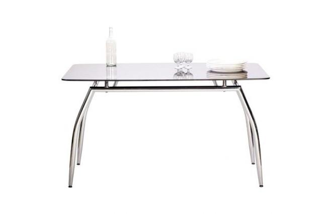 Tavolo da pranzo design in metallo cromato e vetro temperato nero Berlino