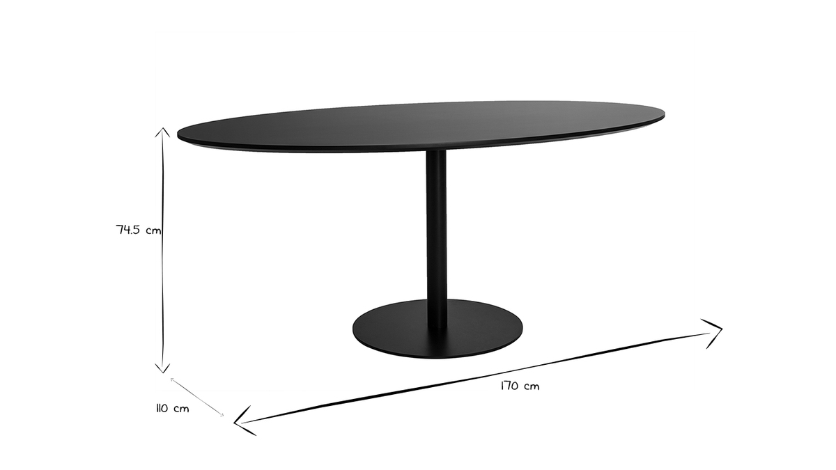 Tavolo da pranzo design nero ovale L170 cm HALIA