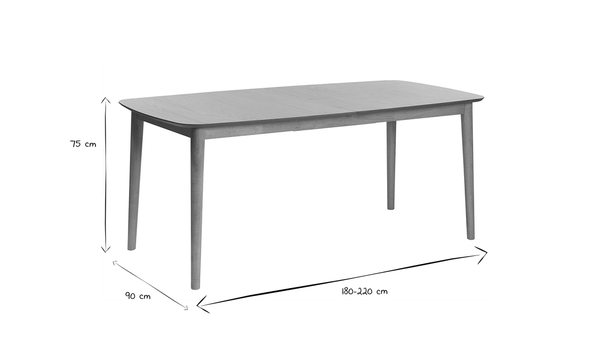 Tavolo da pranzo rettangolare allungabile in legno chiaro rovere L180-220 cm EGO