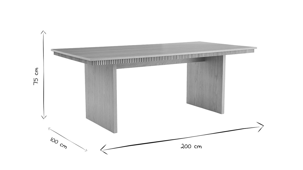 Tavolo da pranzo rettangolare con incisioni in legno chiaro rovere L200 cm EVASION