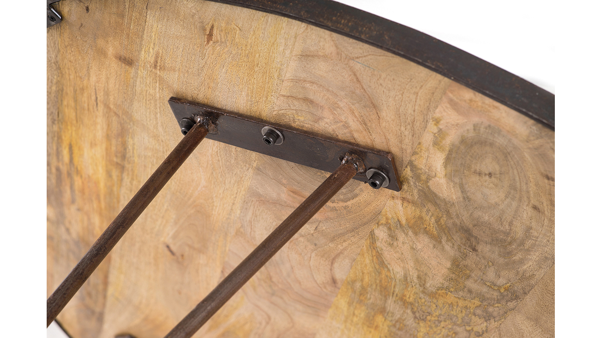 Tavolo da pranzo rotondo industriale in legno metallo D125 ATELIER