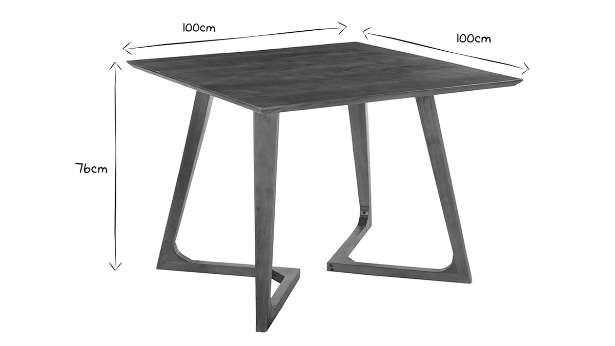 Tavolo design quadrato in legno massello L100 cm BANDOL